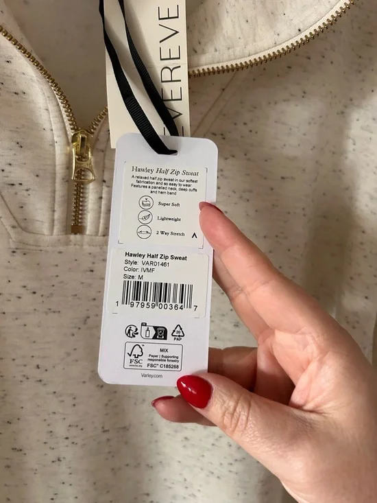 NWT Varley SET Hawley Half Zip Sweatshirt & Atrium High Rise Shorts 4.5 IVMF - Picture 7 of 10